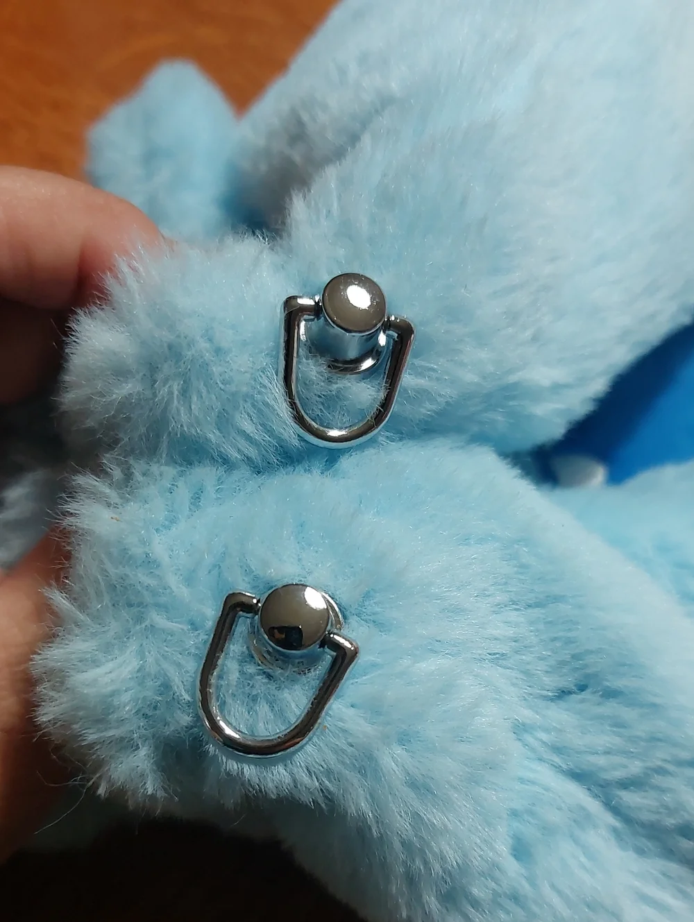 Plush Monster Face Blue Fuzzy Pouch